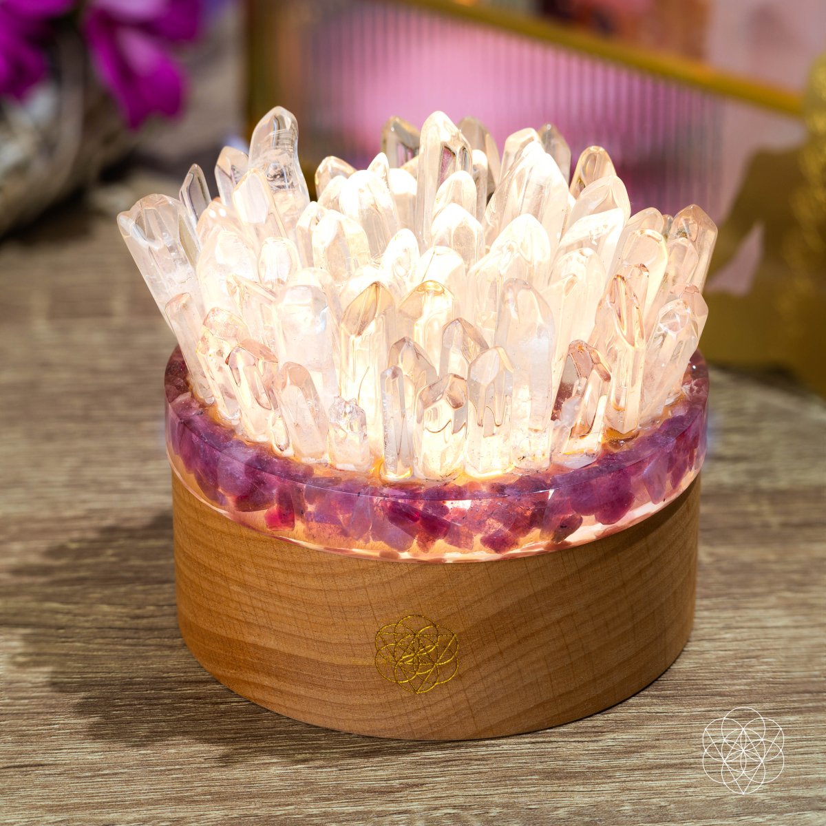 Find My Peace - Quartz & Tourmaline Lamp of Blooming Tranquility